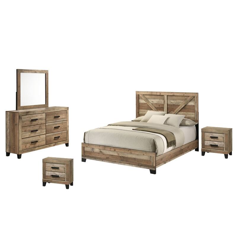 Best Quality Weathered Brown Panel Bedroom Sets