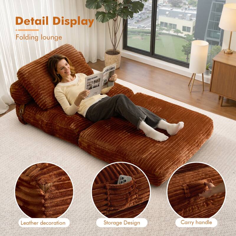 HOOOWOOO Modern Upholstery Fabric Folding Sofa Couch