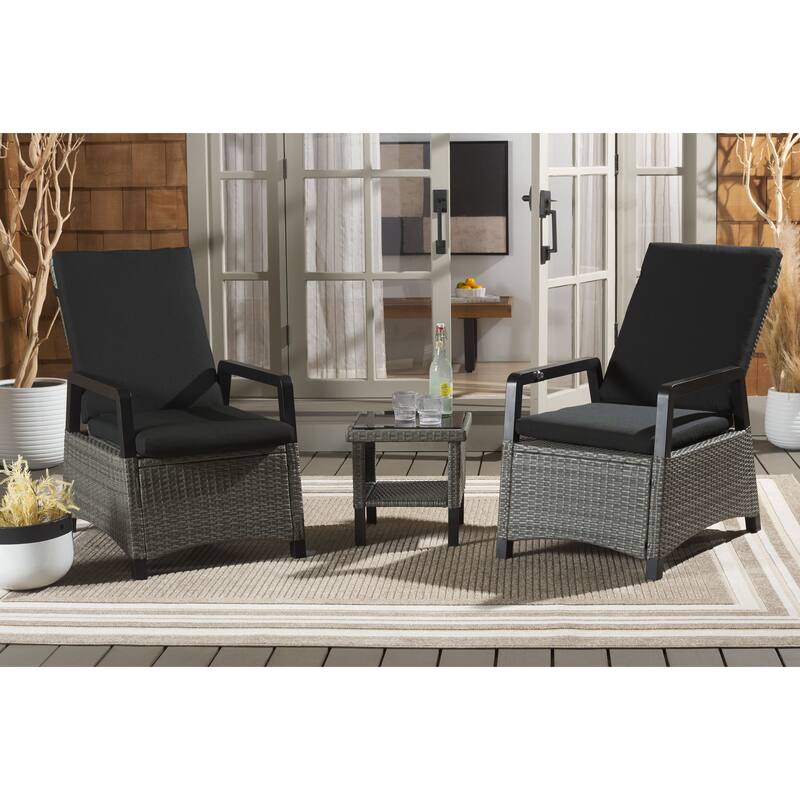 SAFAVIEH Outdoor Patio Furniture Herman Recliner 3-Piece Set - 22"W x 22"D x 42"H