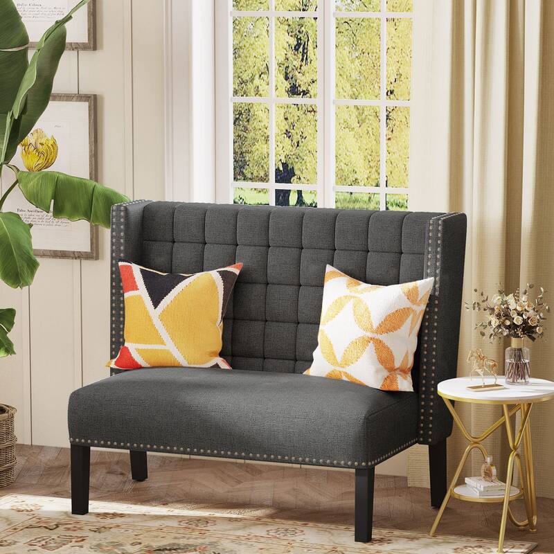 Settee couch,Modern Loveseat Settee Bench Sofa 2-Seat Sofa Couch Tufted Love Seat Dining Bench with Nail Head for Living Room