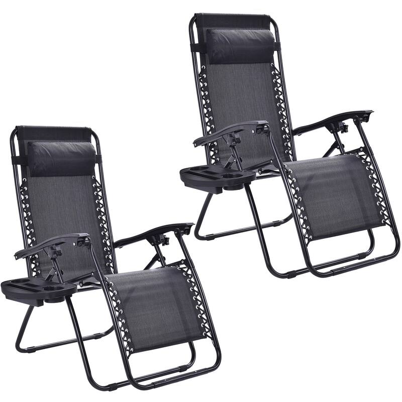 Adjustable Recliner Lounge Zero Gravity Chair (Set of 2) - Black
