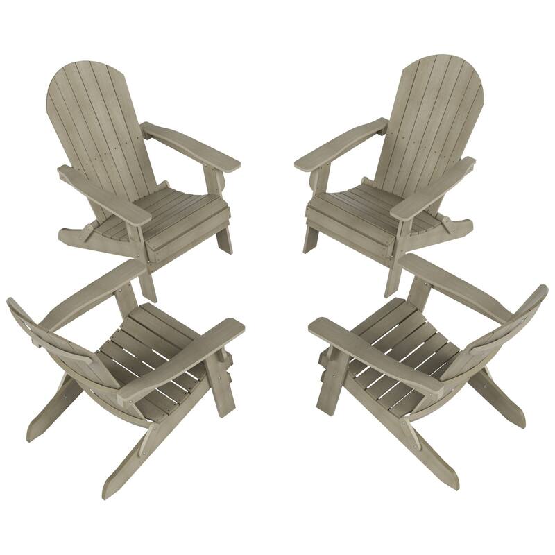 Vineyard HIPS Outdoor Folding Eco-Friendly All Weather Seashell Adirondack Chair (Set of 4)