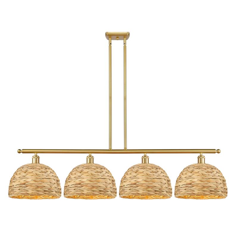 Innovations Lighting 516-4I-12-50 Woven Rattan Linear Woven Rattan 4 - Satin Gold / Natural