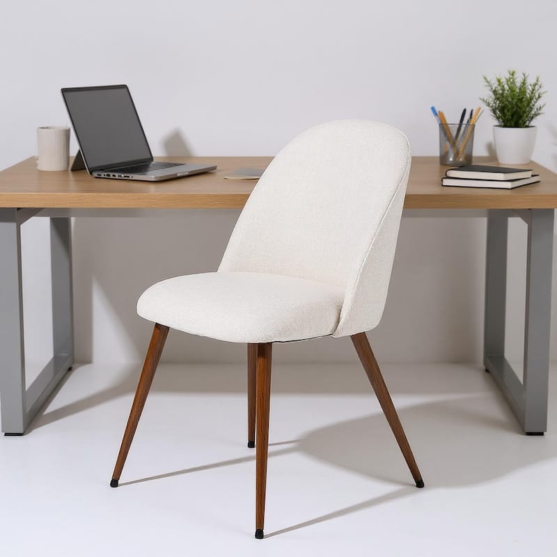 Homy Casa Fabric Office Chair with Metal-Walnut Legs, Modern