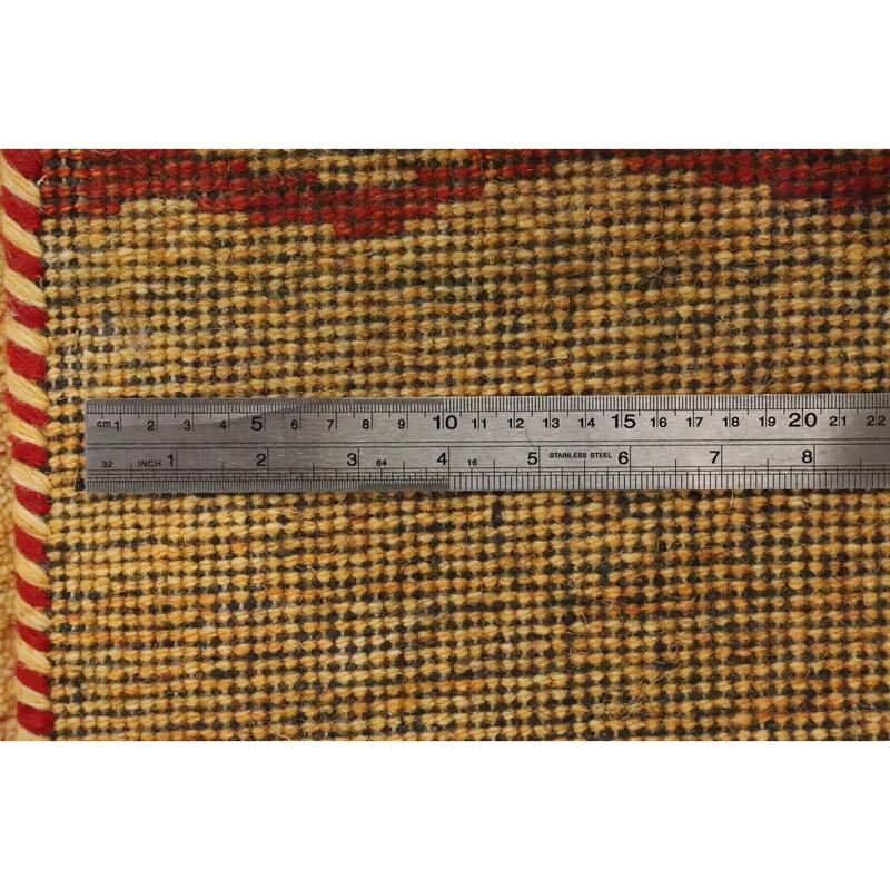 Hand Knotted Oriental 100% Wool Carpet Modern Modern Yellow & Gold Gabbeh Area Rug - 6' 8'' X 4' 8''