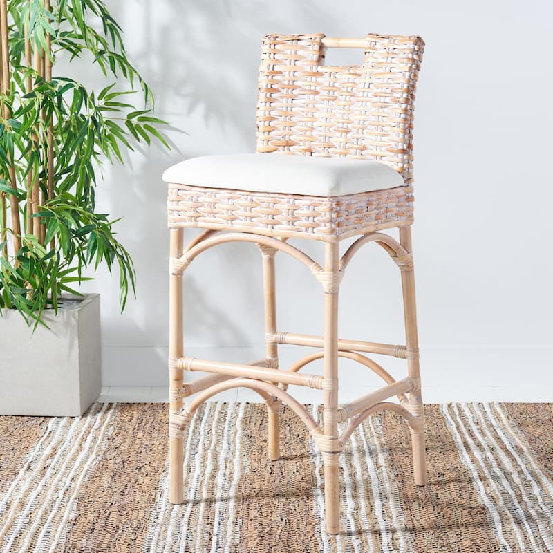 SAFAVIEH 17.75-inch Fremont Natural Woven Barstool. - 17" W x 16" D x 43" H
