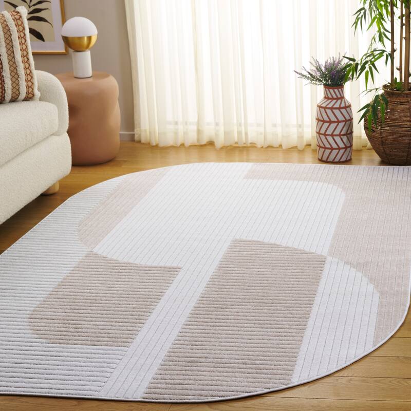 SAFAVIEH Contour Martyna Modern Stripe Rug - 5'3" x 7'6" - Ivory/Beige - 5'3" x 7'6"