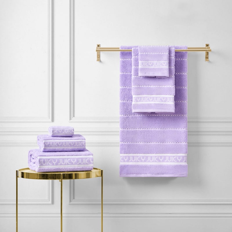 Juicy Couture Cotton Stripe 6 Piece Bath Towel Set 2 Bath towels 2 Hand towels 2 Washcloths - 28"x54"/16"x26"/12"x12"