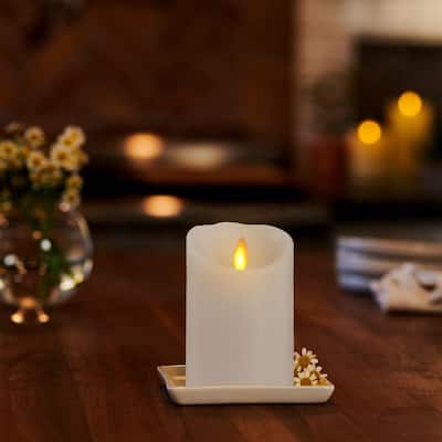 LUMINARA - White Flameless Candle Pillar - Scallop Top Unscented - 3.0" x 4.5", 6.5" or 8.5"