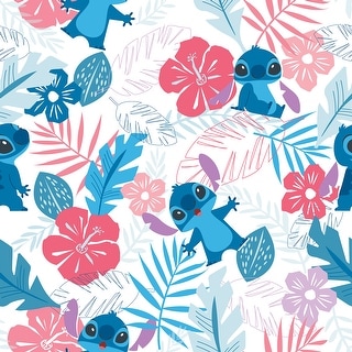 Disney Stitch Tropical Flowers Pink Peel and Stick Wallpaper - 216 x 20.50