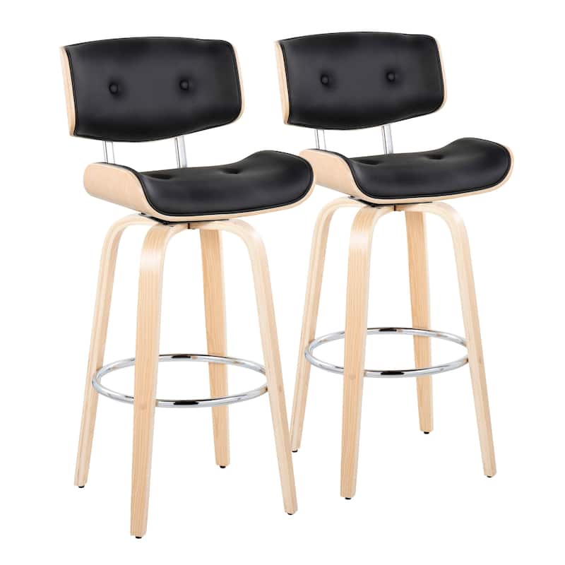 Carson Carrington Leksand 30" Fixed-Height Bar Stool with Bent Wood Legs (Set of 2)
