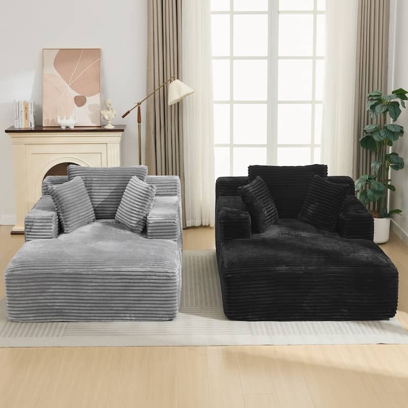 Roomfitters Full-Compressed Chaise Lounge Sleeper Sofa with Removable Pillows Modern Upholstered Couch