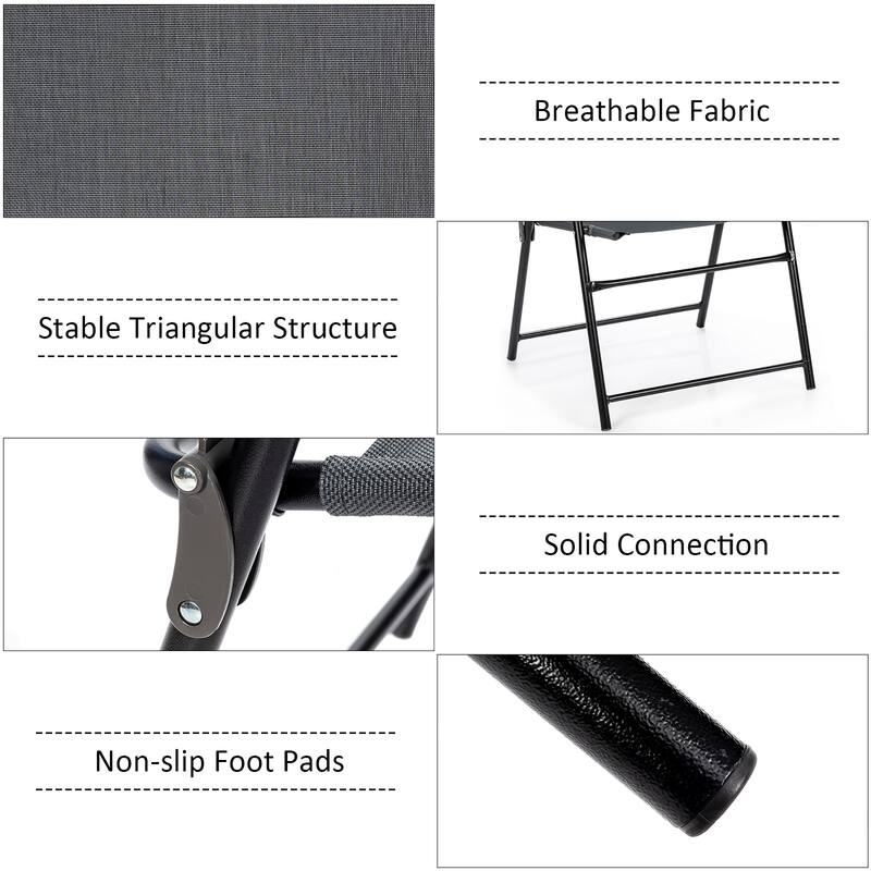 Costway 4PCS Outdoor Patio Folding Chair Armrest Portable Camping Lawn