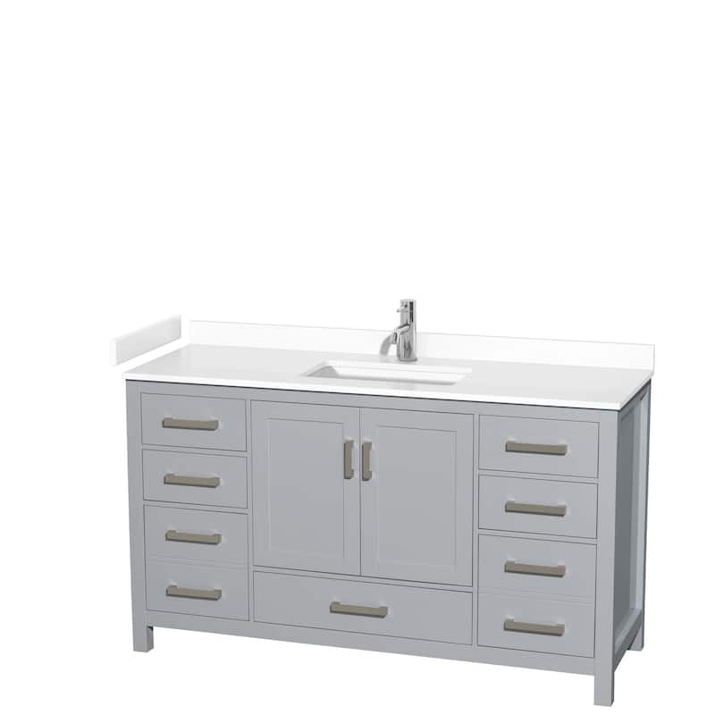 Sheffield Single Bathroom Vanity Set, Cultured Top, No Mirror