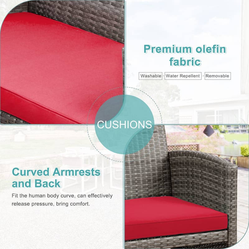 Futzca 4 Pieces Outdoor Patio Furniture Sets Conversation Sets Rattan Chair