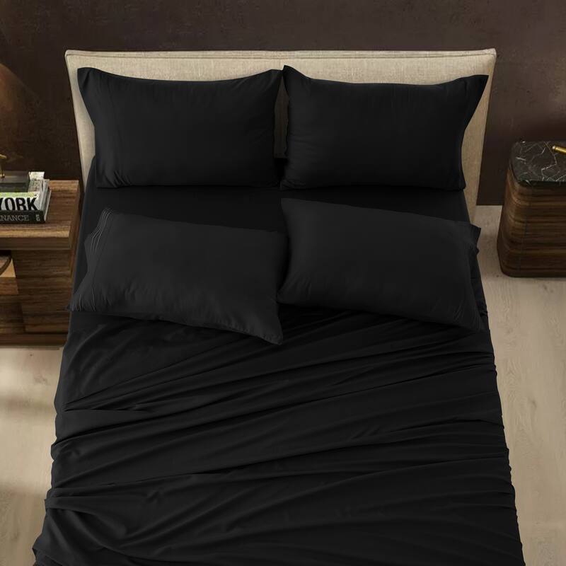 6 Piece Bed Sheet Set Deep Pocket Ultra Soft Microfiber Bedding Sheets