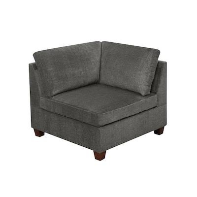 1pc Grey Chenille Modular Corner Wedge Sofa 37x37x35 inches