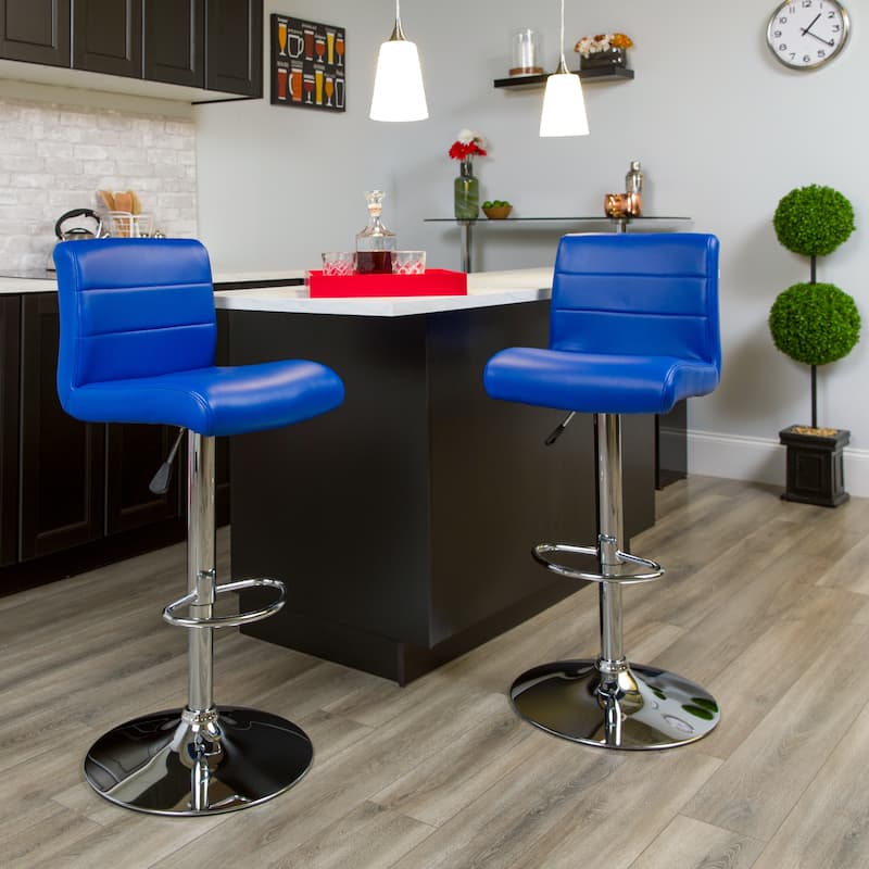 Vinyl Adjustable Height Barstool - 16.25"W x 19.5"D x 36.75" - 44.75"H