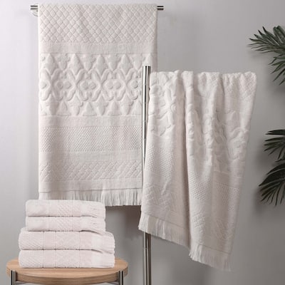 Superior Rolla Cotton Geometric Jacquard Plush Soft 6 Piece Towel Set
