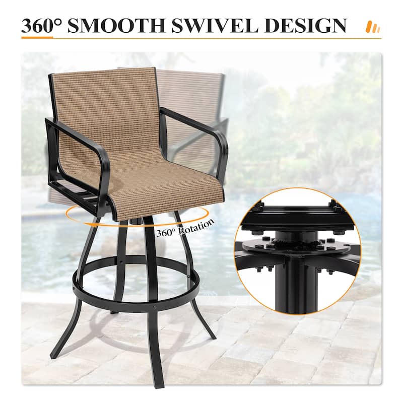 Outdoor Indoor All-weather Swivel Barstool Patio Bar Stools (Set of 2) - See Picture