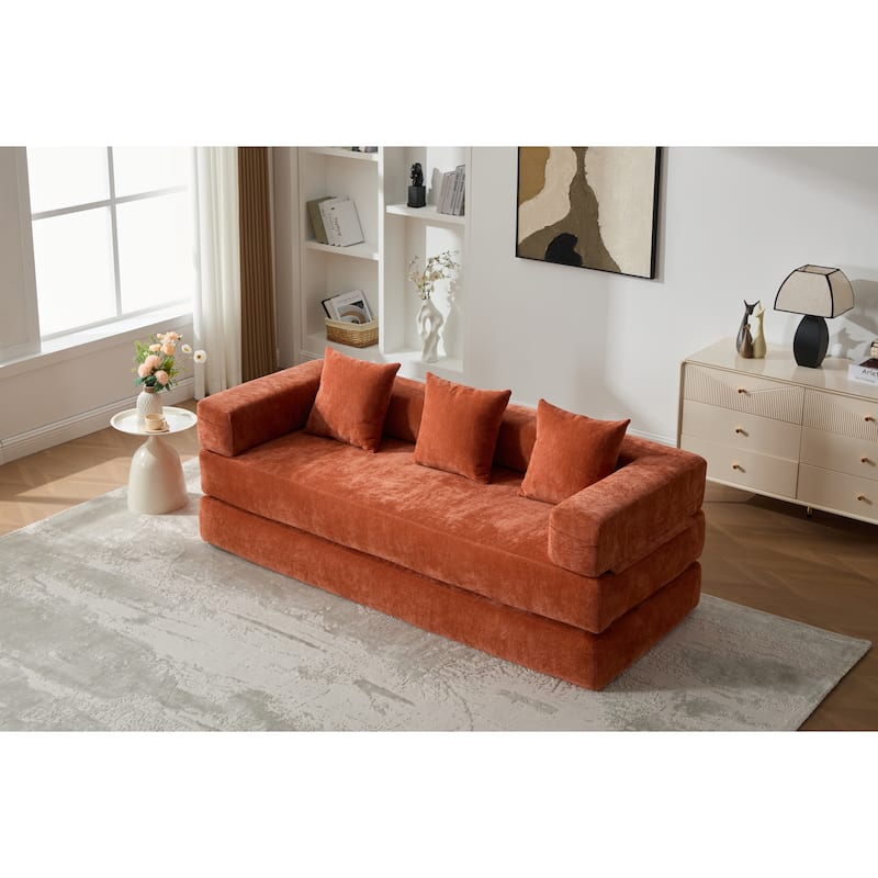 Queen Foldable Sofa Bed, 6-in-1 Convertible Sleeper Sofa with Mattress, Chaise Lounge Loveseat with Removable Cover