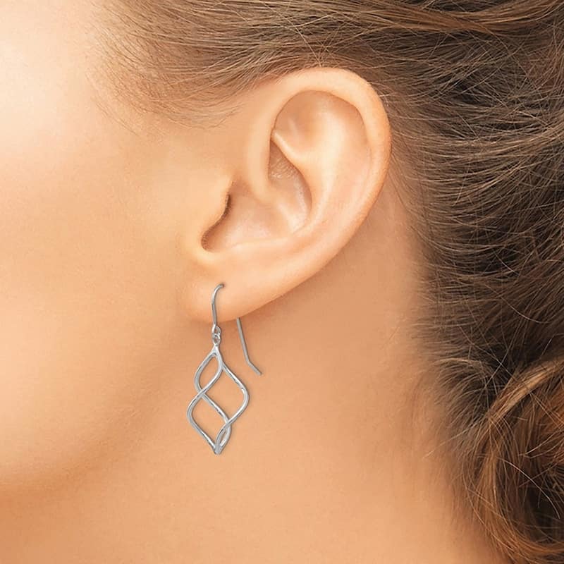 Curata 14k Yellow or White Gold 30x12mm Polished Short Twisted Hook Earrings