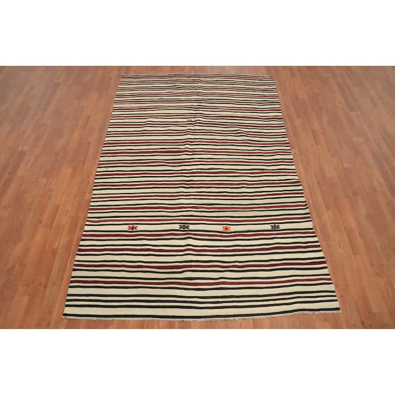 Hand Woven Oriental 100% Wool Carpet Southwestern Geometric Multi-Colored Kilim Area Rug - 8' 0'' X 4' 11''