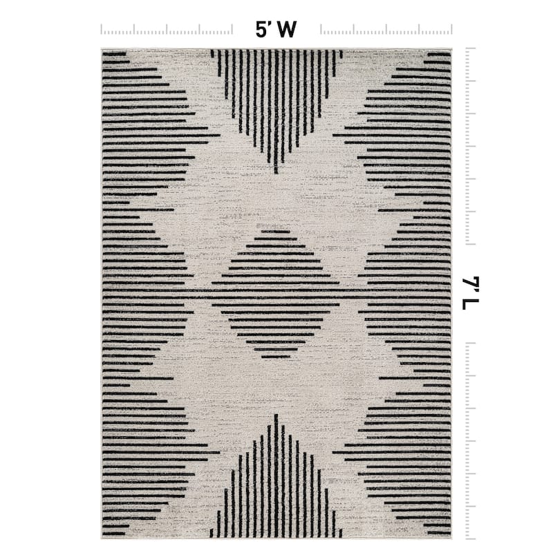 Modern Abstract Area Rug for Living Room, Bedroom, or Entryway - Low Pile Indoor Rug