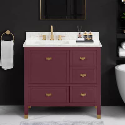 Alana Bathroom Vanity in Burgundy Red with Alluring Quartz Top