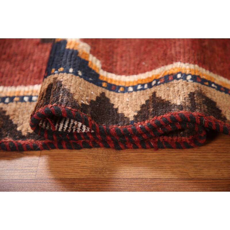 Orange Qashqai Persian Vintage Area Rug Handmade Wool Carpet - 3'3"x 6'1"