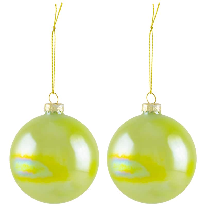 Shiny Glass Ball Christmas Ornaments - 3" (80mm) - Blue, Green and Teal - 6ct