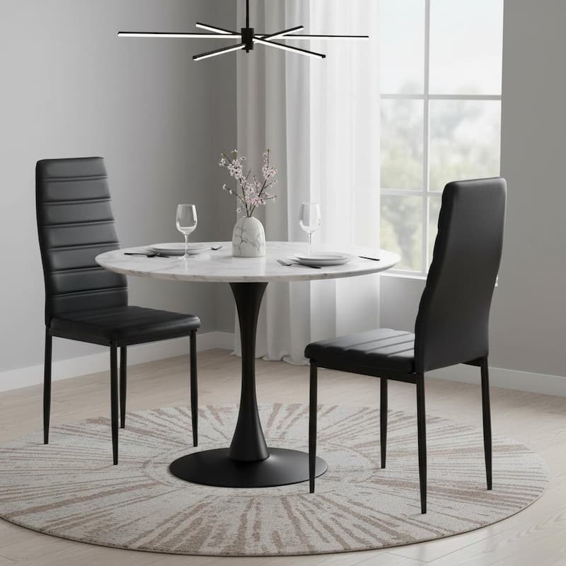 Homylin Modern PU Leather Dining Chairs with Metal Legs, Armless Padded Side Chairs for Kitchen & Dining Room