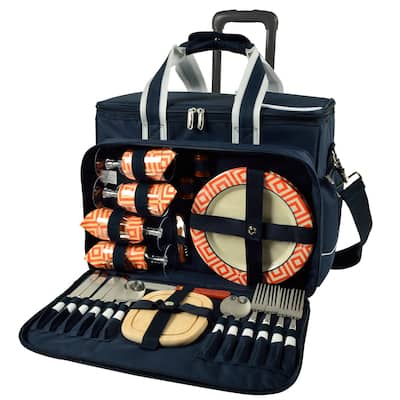 Picnic at Ascot- Cooler Bag on Wheels with Service for 4