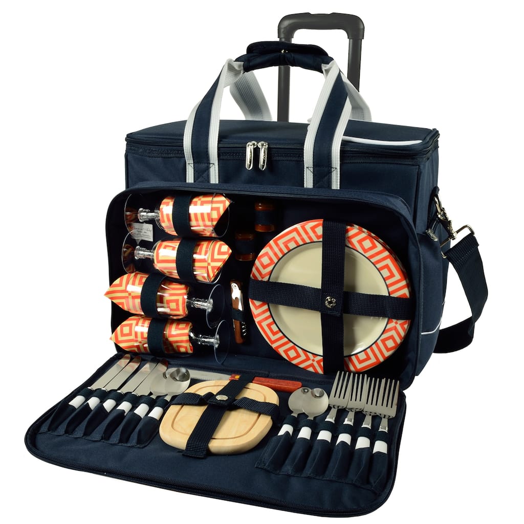 Picnic at Ascot- Cooler Bag on Wheels with Service for 4