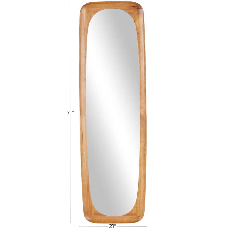 Wood Varnished Oval Wall Mirror - Dark Brown or Brown - Roche River Decor