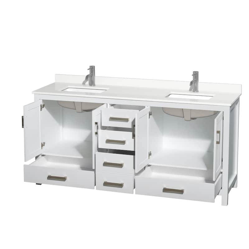 Sheffield 72-inch Double Vanity, Single Hole Quartz Top