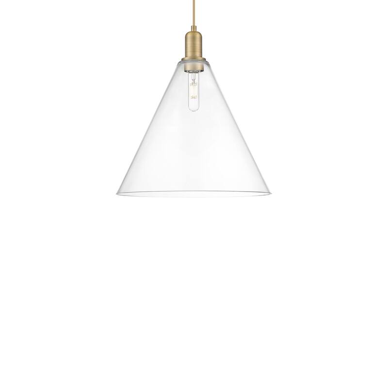 Innovations Lighting 716-1P-18-16 Berkshire Glass Pendant Berkshire - Brushed Brass / Clear