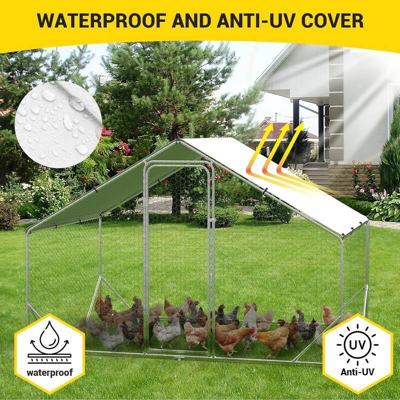 9.8 x 6.5 x 6.5FtGalvanized Steel Chicken PenWalk-in Poultry Cage