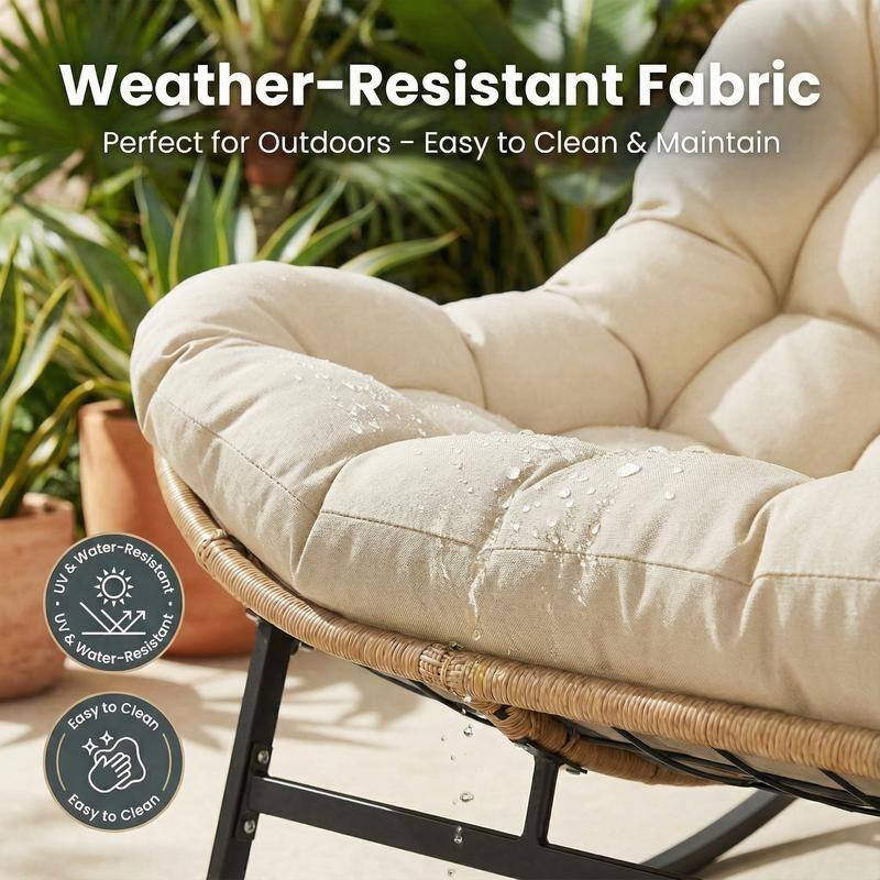 FINCATI Oversized Double Rocking Chair Outdoor Indoor, 40" D x 58" W Double Papasan Rocking Chair with Padded Cushion
