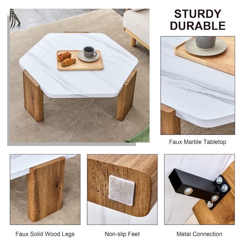 Modern Coffee Table with Wooden Toned Legs