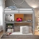 preview thumbnail 2 of 13, Twin size Loft Bed with Desk, Writing Board and Drawers Cabinet, Grey
