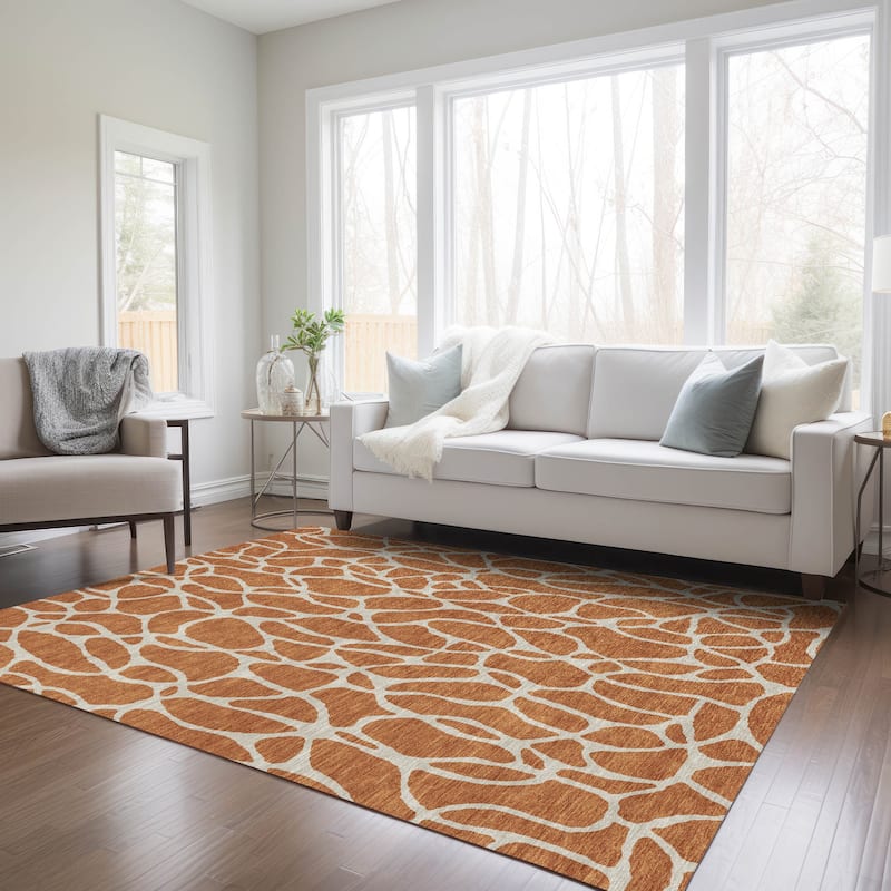 Machine Washable Indoor/ Outdoor Modern Chantille Rug