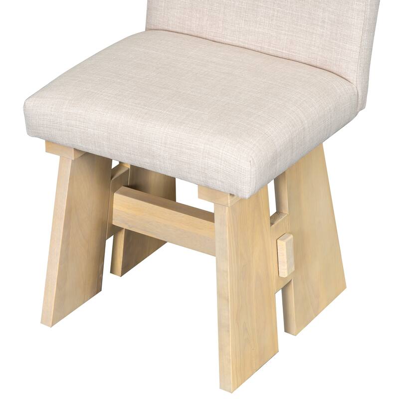 7-Piece Dining Table Set Kitchen Table Set with 6 Upholstered Dining Chairs, Table with 4 Flaky Legs, Tuck-Away Chairs