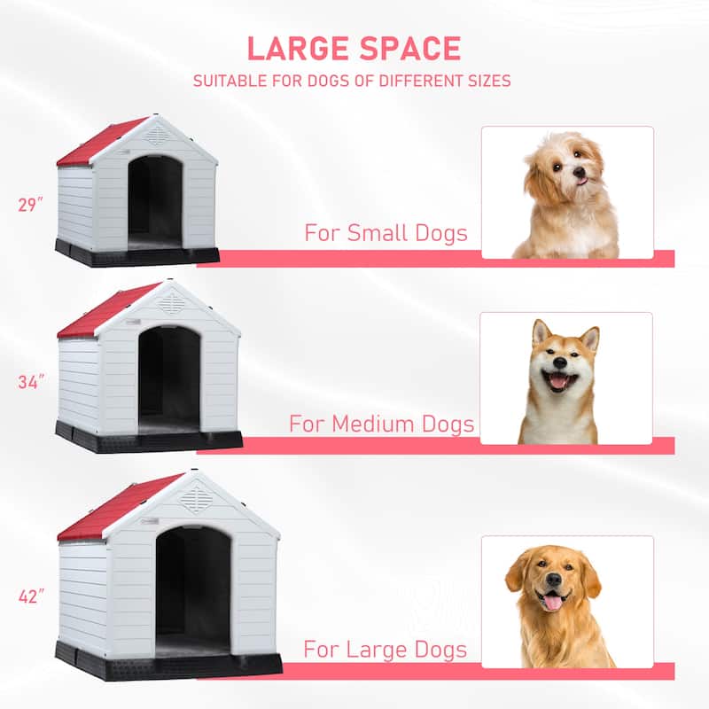 BOSSIN Insulated & Waterproof Dog House, Indoor/Outdoor Puppy Shelter with Elevated Floor & Liner for All Size Dogs