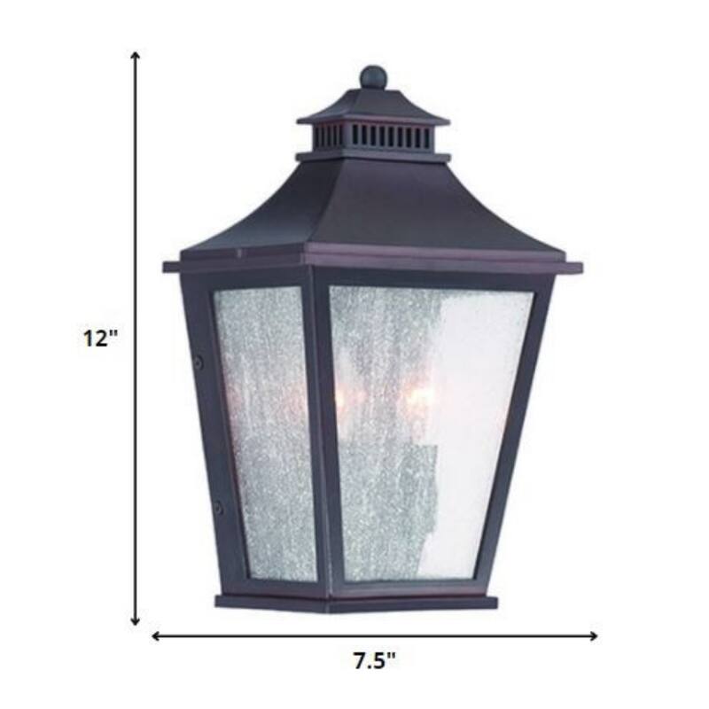 Glass LED Wall Two Light Flush Wall Mount with Steel Accents - 5.5” x 7.5” x 12” (D x W x H)
