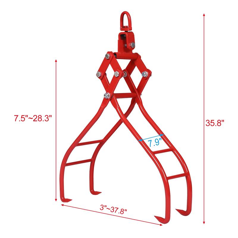 28 in. Heavy Duty Solid Steel 4 Claw Lumber Log Lifting Logging Tongs Grabber
