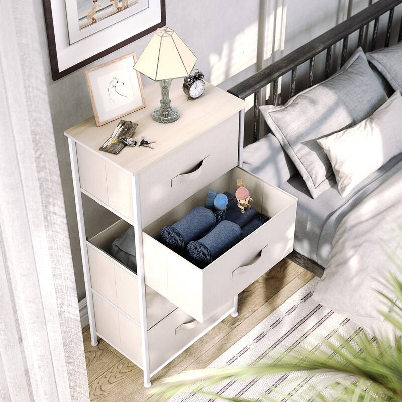 Modern 4/8/10-drawer Bedroom Fabric Dresser Storage Tower with Wood Top