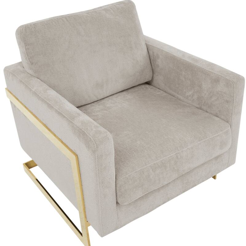 Lincoln Modern Boucle Arm Chair with Gold Stainless Steel Frame Upholstered Single Seater Sofa - 34.25" H x 31.5" W x 33.85" D