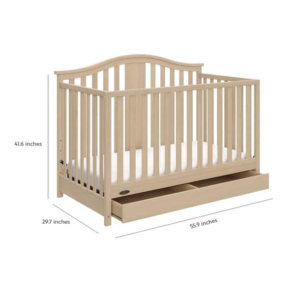 dimension image slide 1 of 6, Graco Solano 4-in-1 Convertible Crib with Drawer - Converts to Toddler Bed, Daybed, and Full-Size Bed
