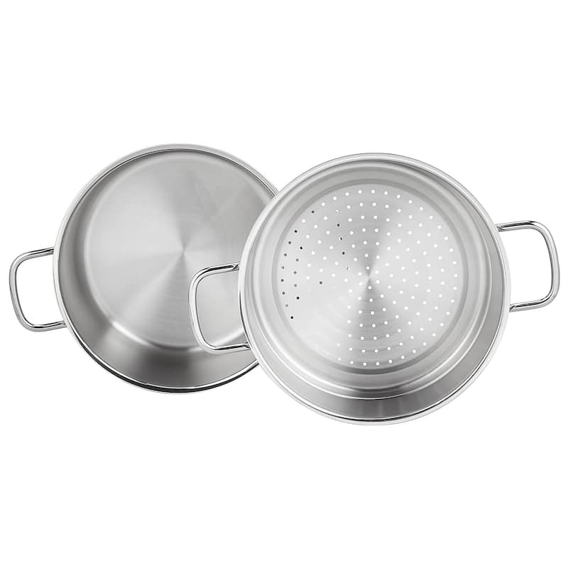 3 Piece 6.9 Liter Stainless Steel Casserole Steamer with Lid in Silver